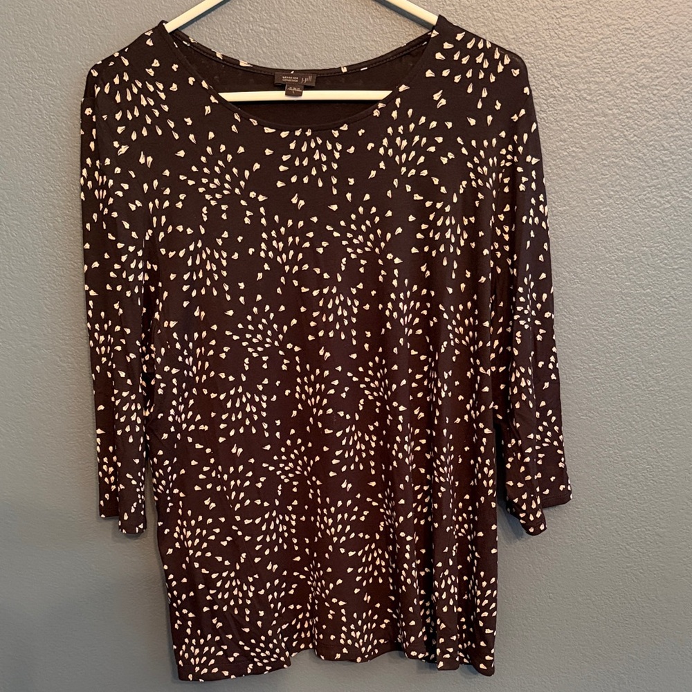 J.Jill Wearever Collection Navy Patterned Scoop Neck Women's Top Size L